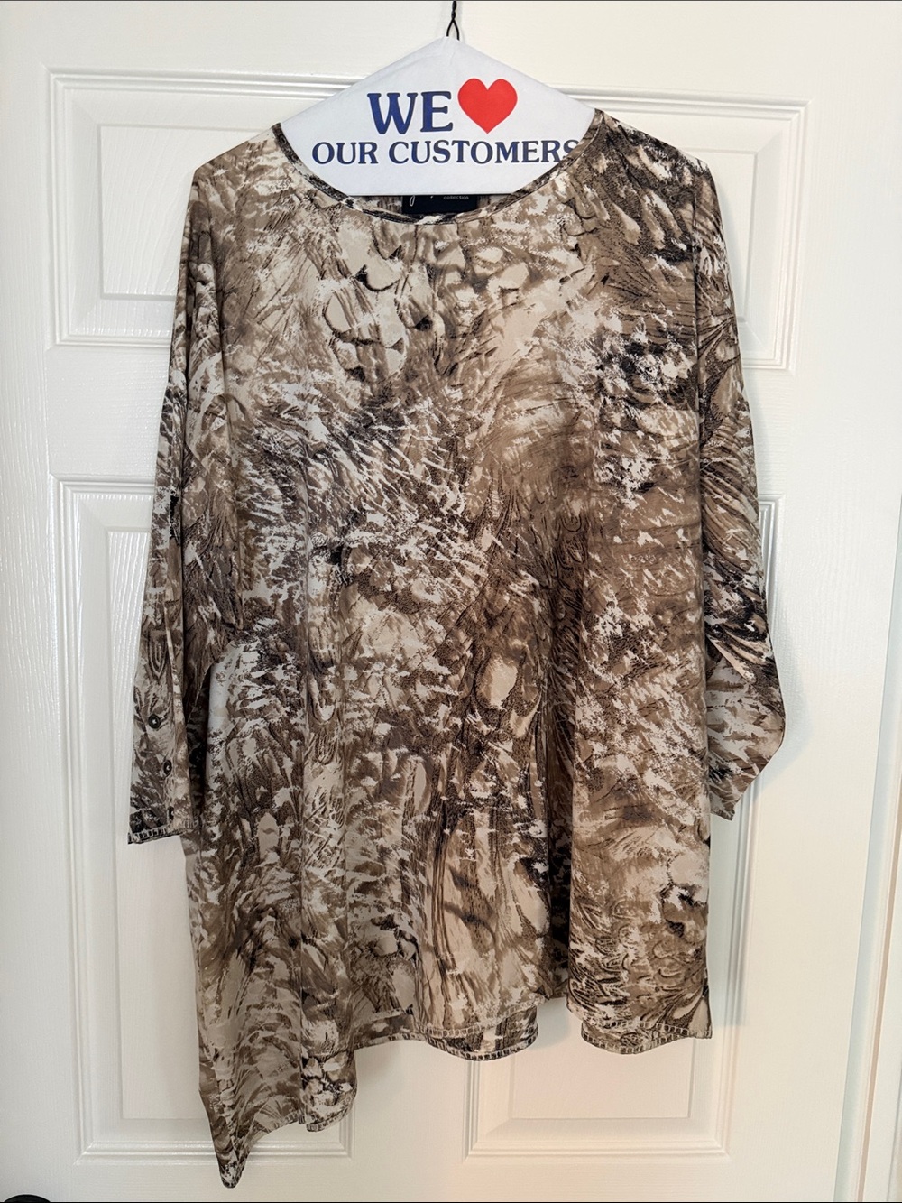 Women's Brown Abstract Print Tunic Blouse